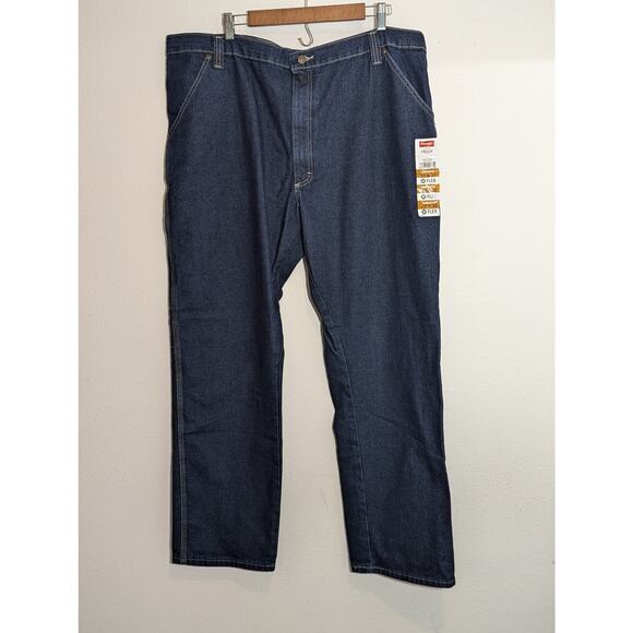Men's Wrangler Jeans Five Star Flex Relaxed Carpenter 42 X 32 Medium Wash NWT - Picture 1 of 6